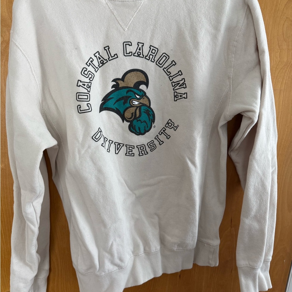 Coastal Carolina Sweatshirt. Off White with ribbing down side. Size S.